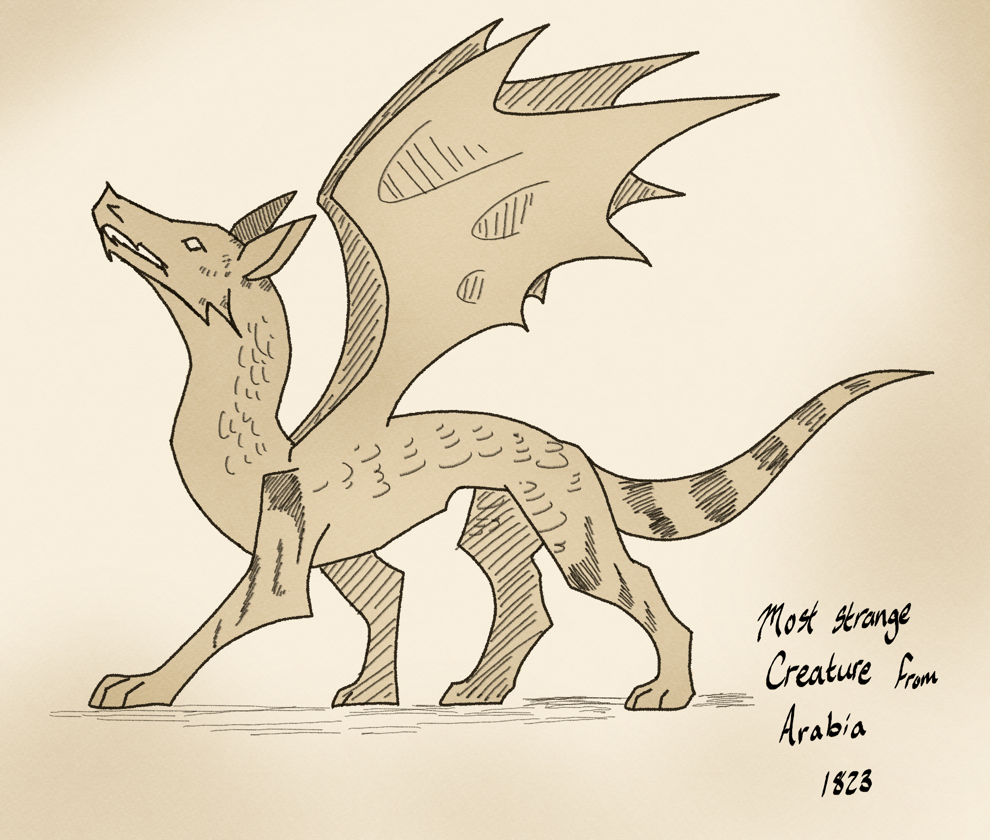 an ink rendition of a dragon